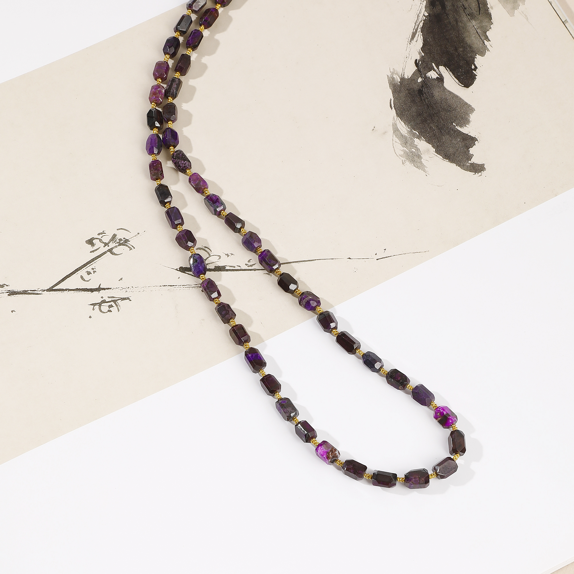 一了个卜18K皇家紫切面舒俱来编织项链