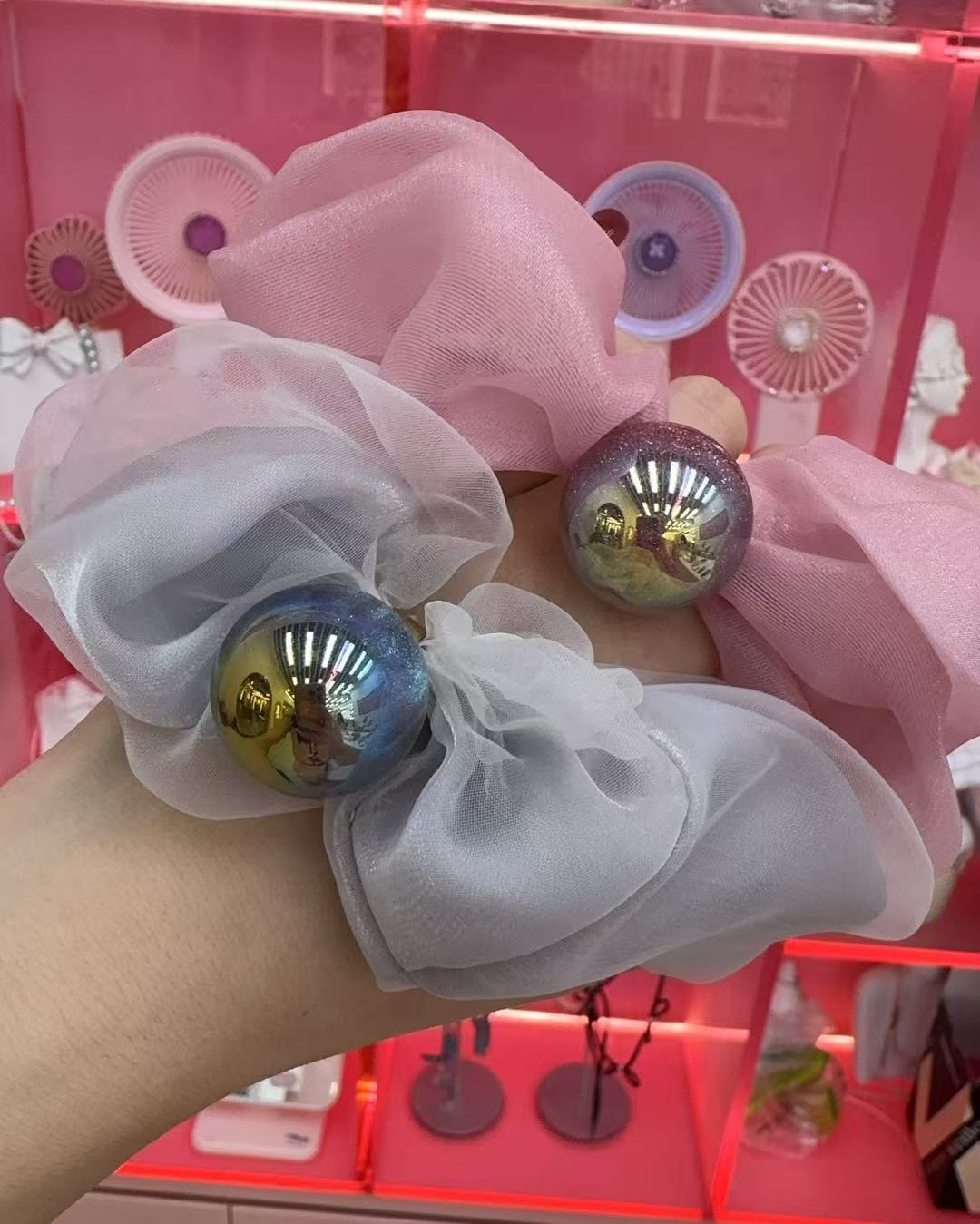 网纱纯色星空珠发圈（两色可选）