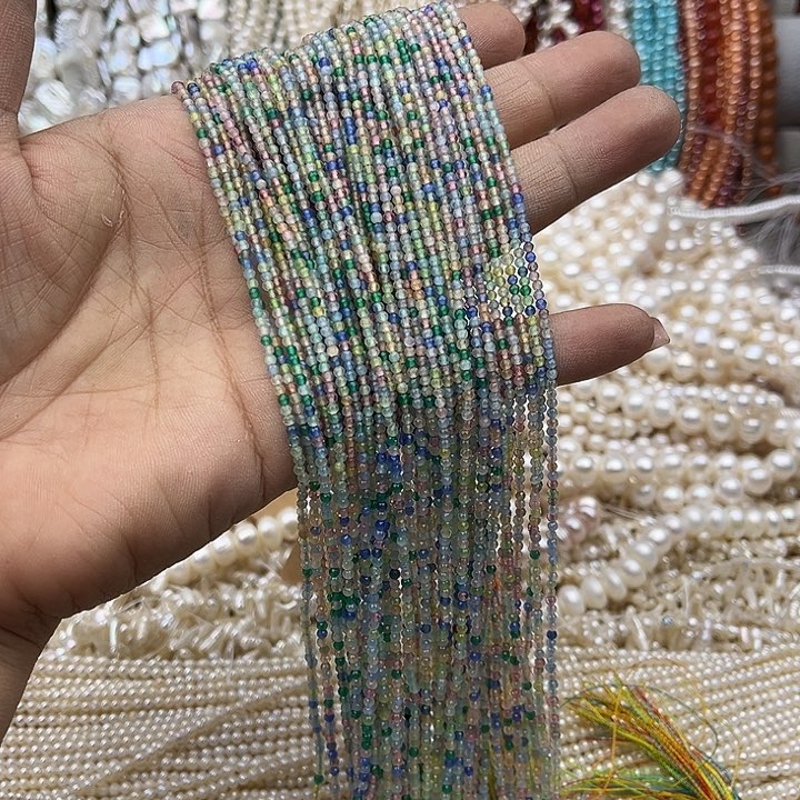 玛瑙/玉髓未镶嵌珠宝半成品2条2mm锆石刻面