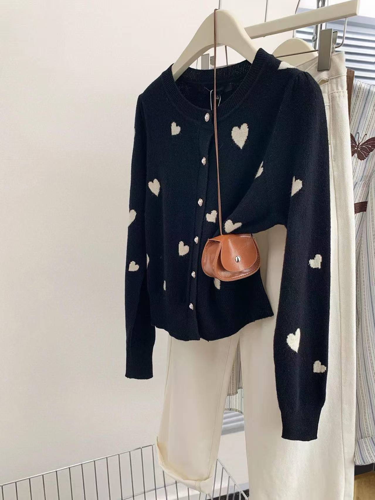 【爱心提花】法式复古百搭显瘦针织衫开衫