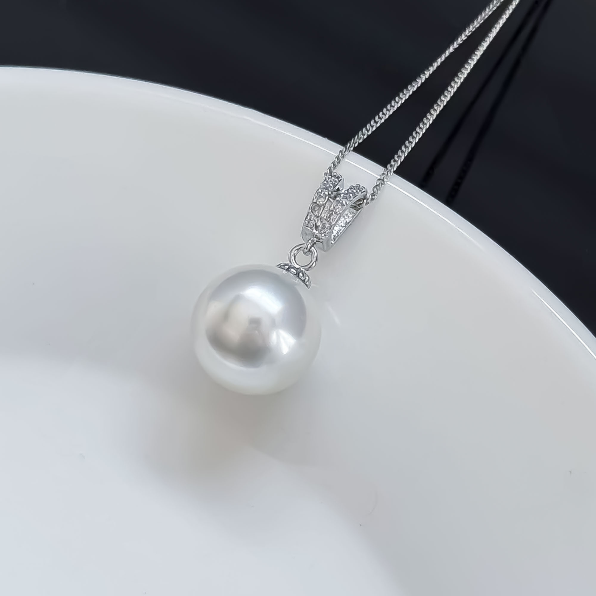 合金吊坠 【明珠专享】海水白珠-气质女神款白珠吊坠14mm（D006）
