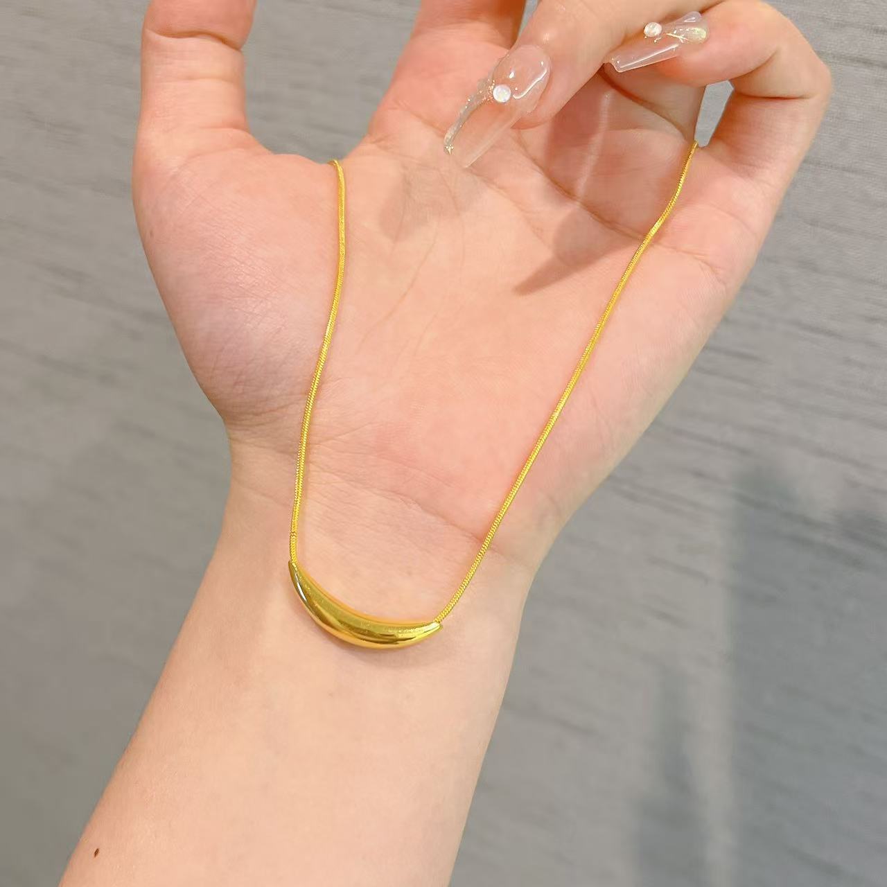 不支持七天无理由【弯管相思豆黄金套链】足金999