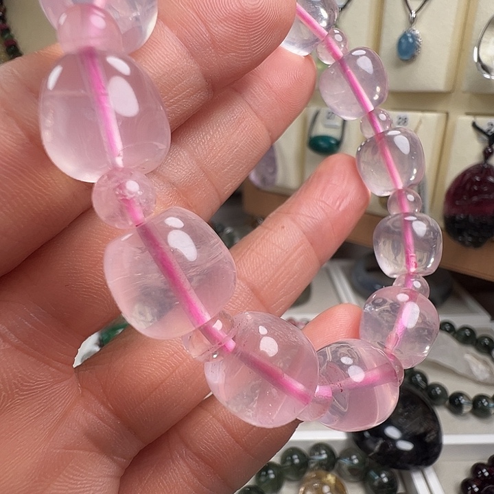 芙蓉石手链未镶嵌天然冰粉晶苹果