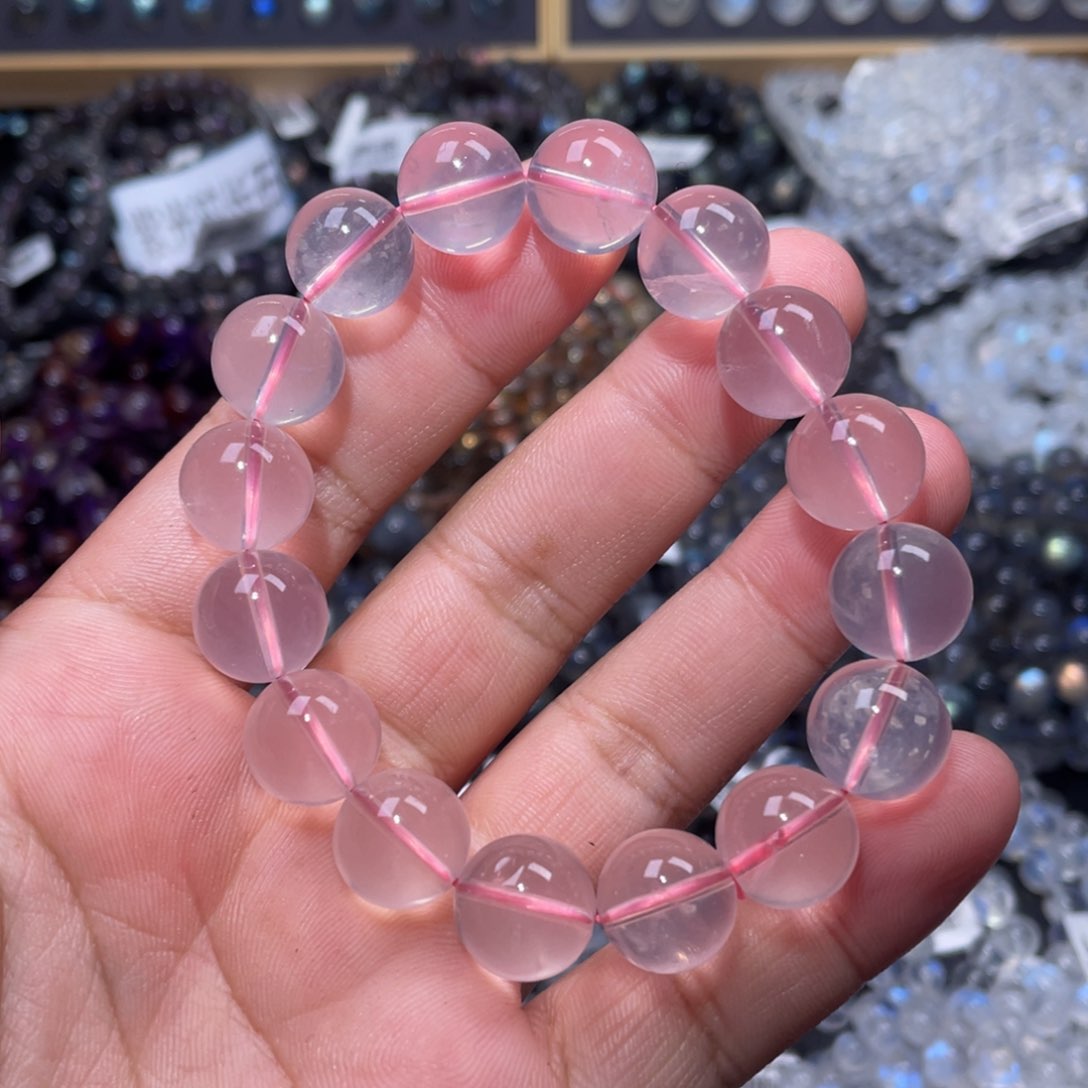 水晶手链未镶嵌星光粉晶手链13m