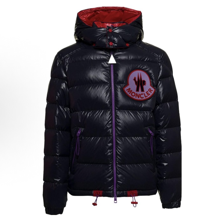 未使用 MONCLER 蒙口1952系列logo标贴拼色连帽鹅绒羽绒服 男款