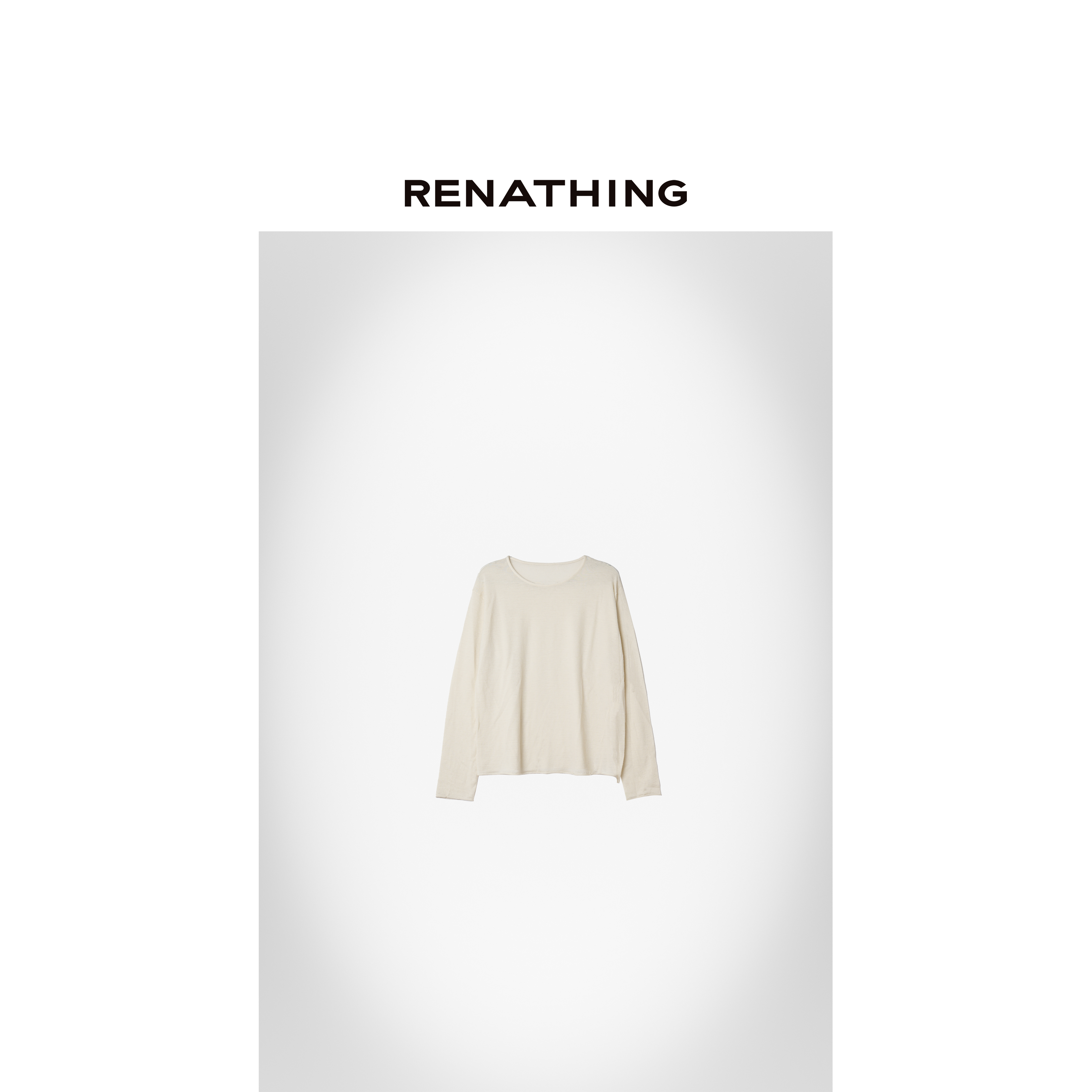 【RENATHING】宽松自然卷边长袖轻薄针织衫