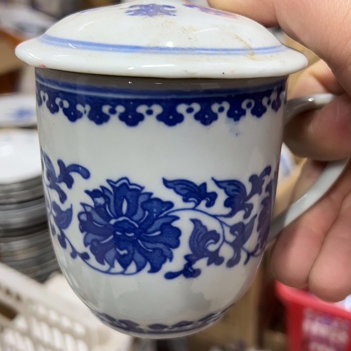 其他陶景德镇青花福莲办公杯