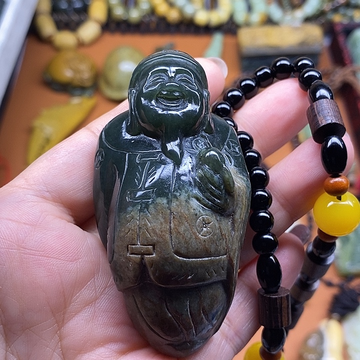 旺***圳透闪石-蛇纹石玉未镶嵌项链