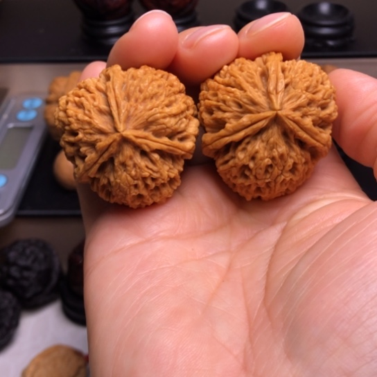 文玩核桃把件燃***春盘龙玉凤三楞29