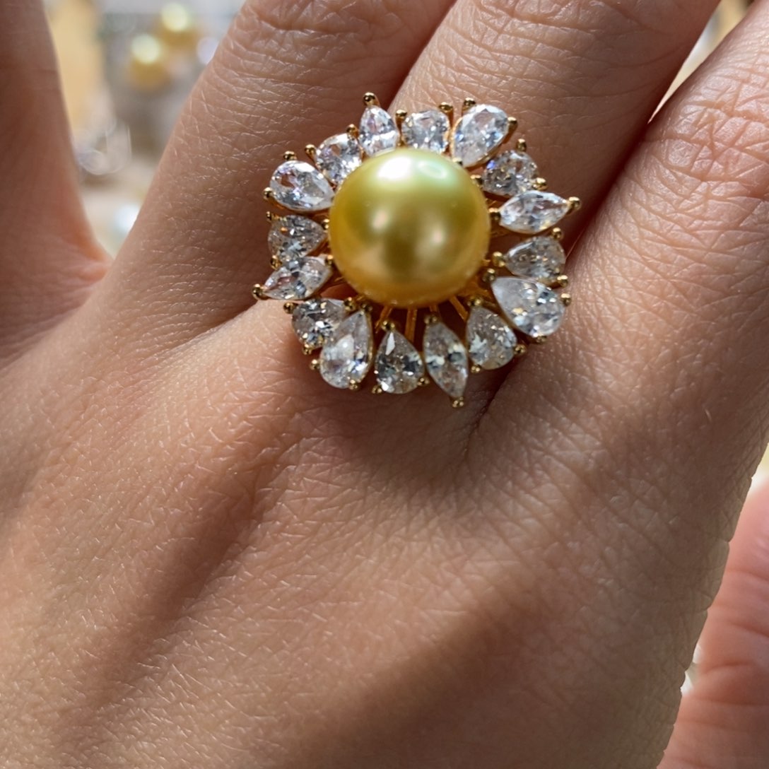 海水珍珠戒圈银S925镶嵌