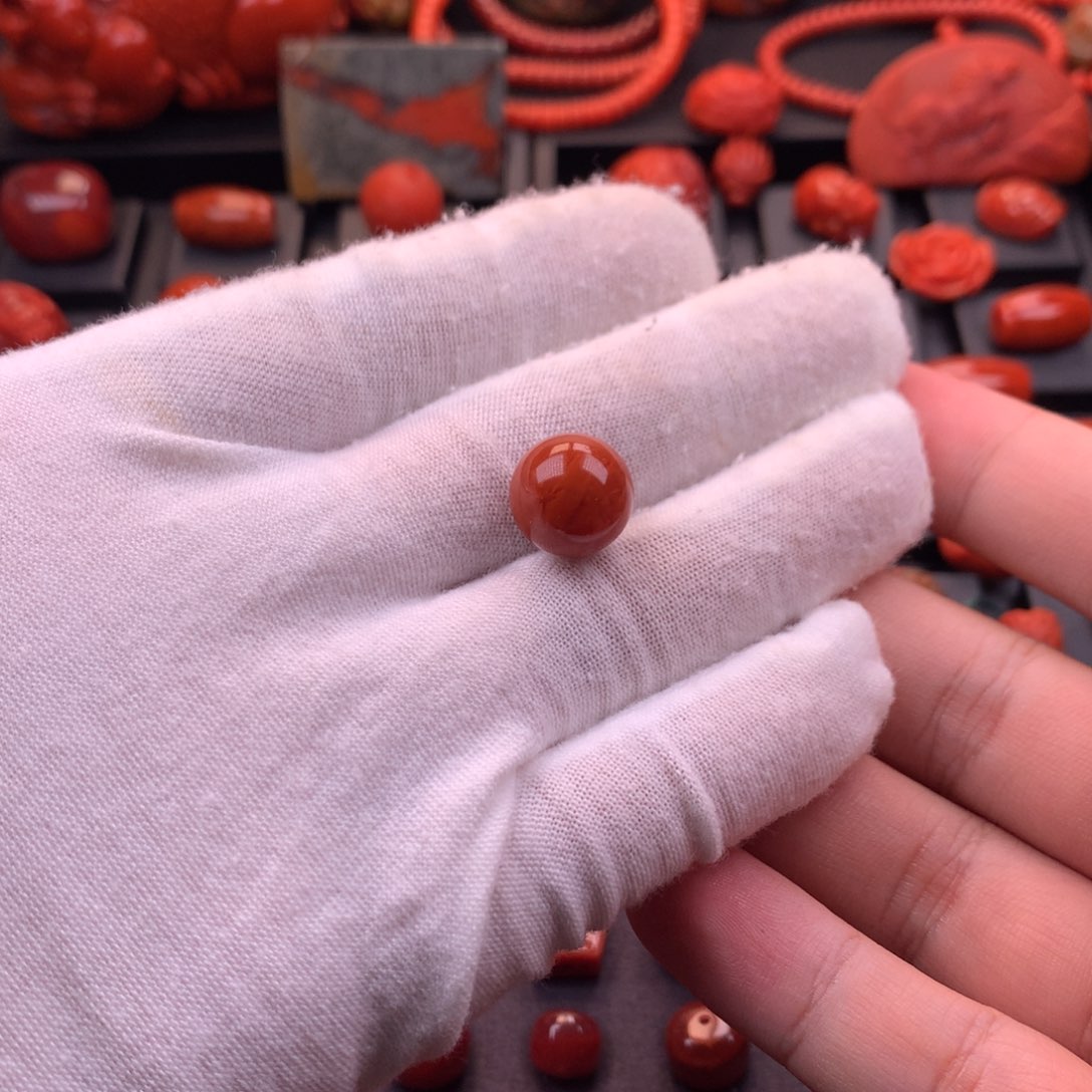 南红玛瑙未镶嵌川料原矿圆珠单珠13mm