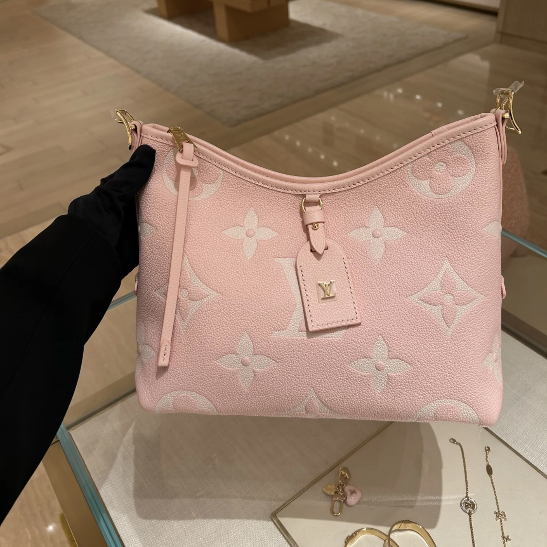 全新未使用 LouisVuitton/路易威登 carryall小号 樱花粉 全套