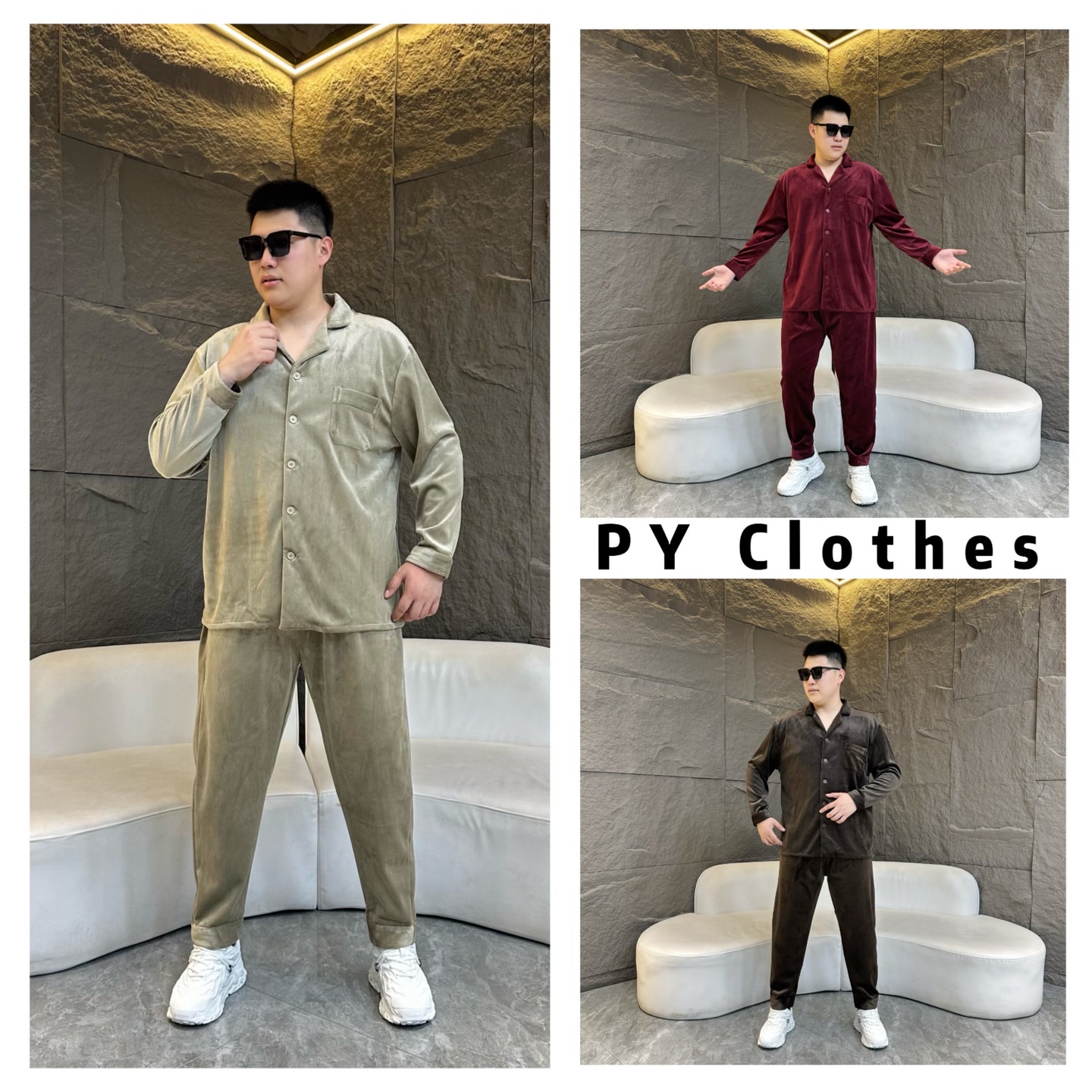 胖语大码男装 2025秋冬家居服加厚可外穿法兰绒大码睡衣88973#S  