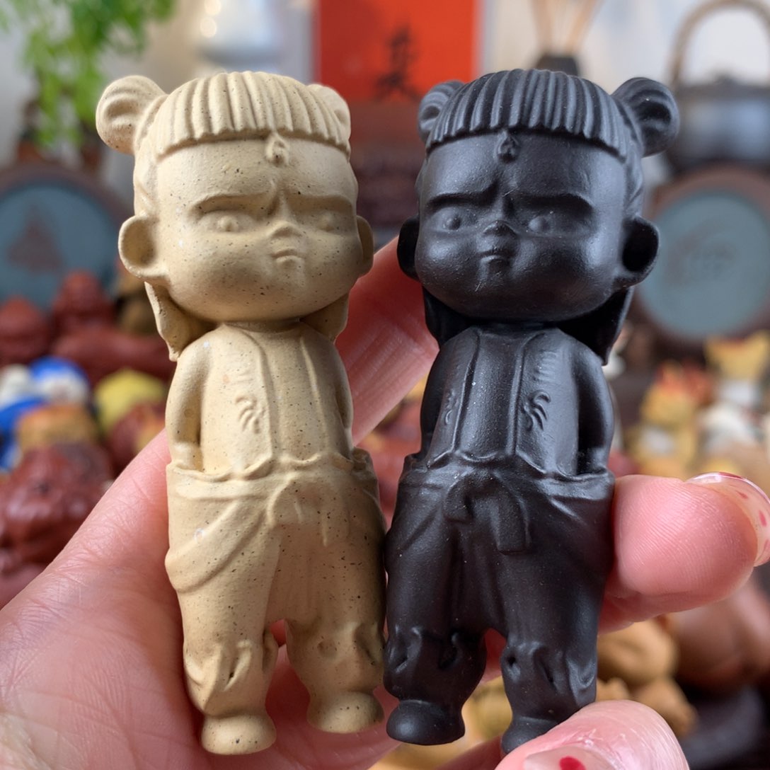 紫砂茶宠哪吒一对六六大顺