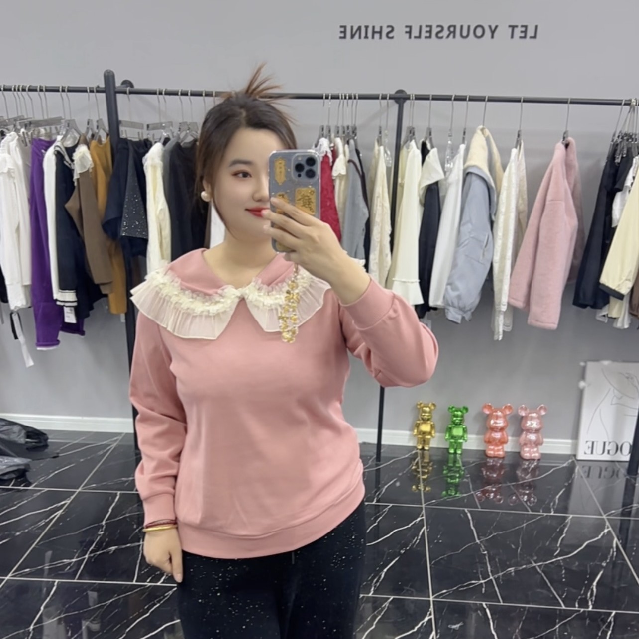 法式小众蝴蝶结娃娃领卫衣女秋冬叠穿内搭大码洋气长袖上衣1325