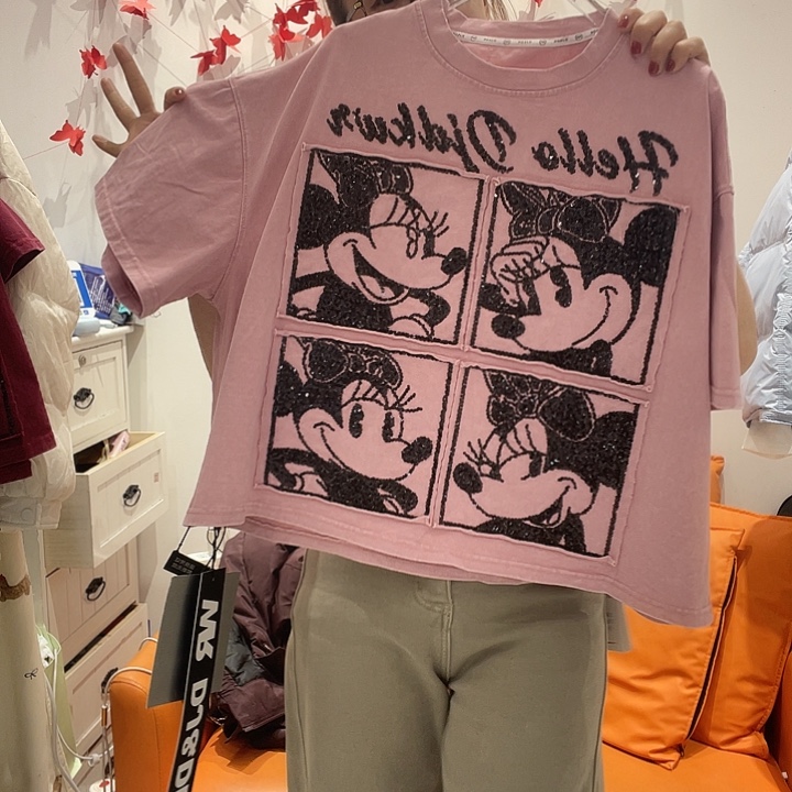 粉色欧货A版大T米奇