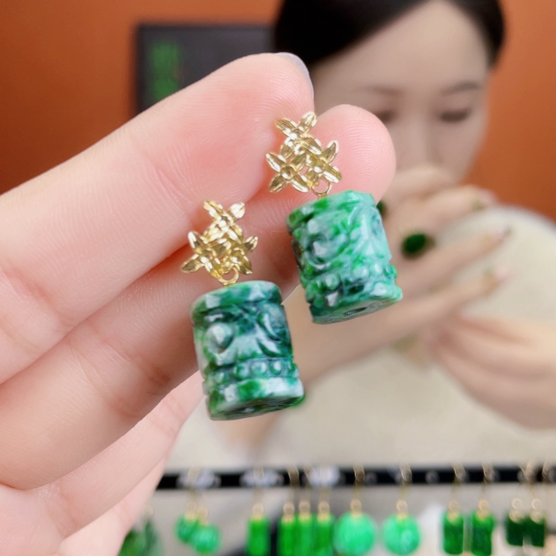 翡翠未镶嵌耳饰饰品