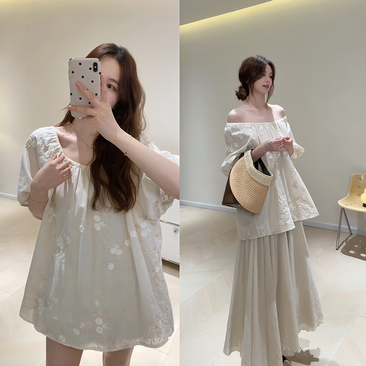 KB30文艺刺绣重工宽松麻料小衫