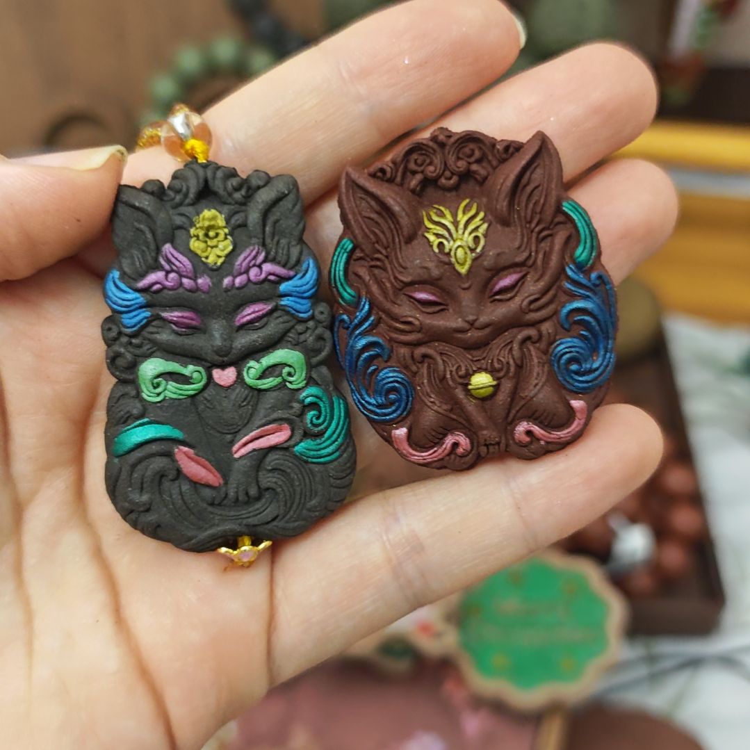 泥塑大狐狸药香黑龙涎加小狐狸玫瑰