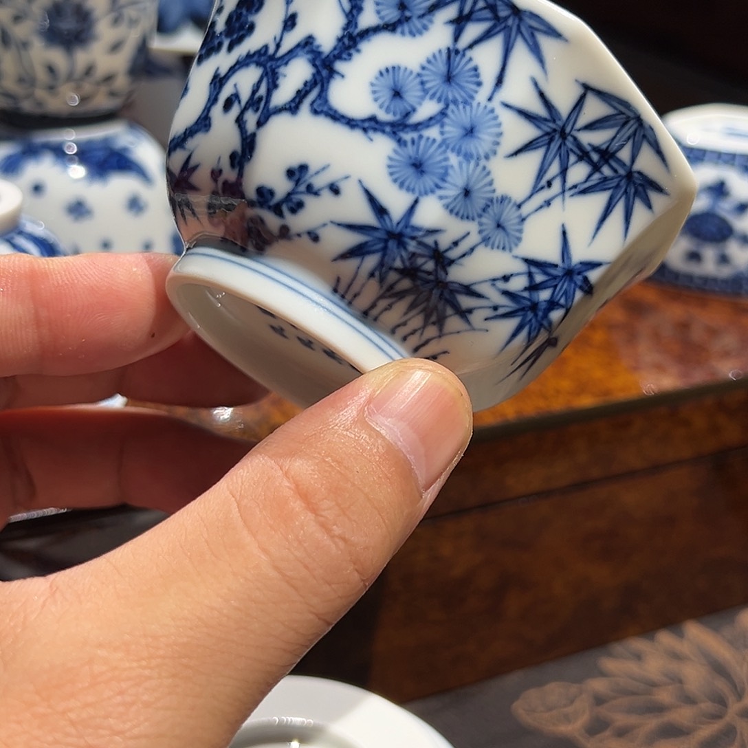 心***成摆件景德镇高端茶器八方松竹梅