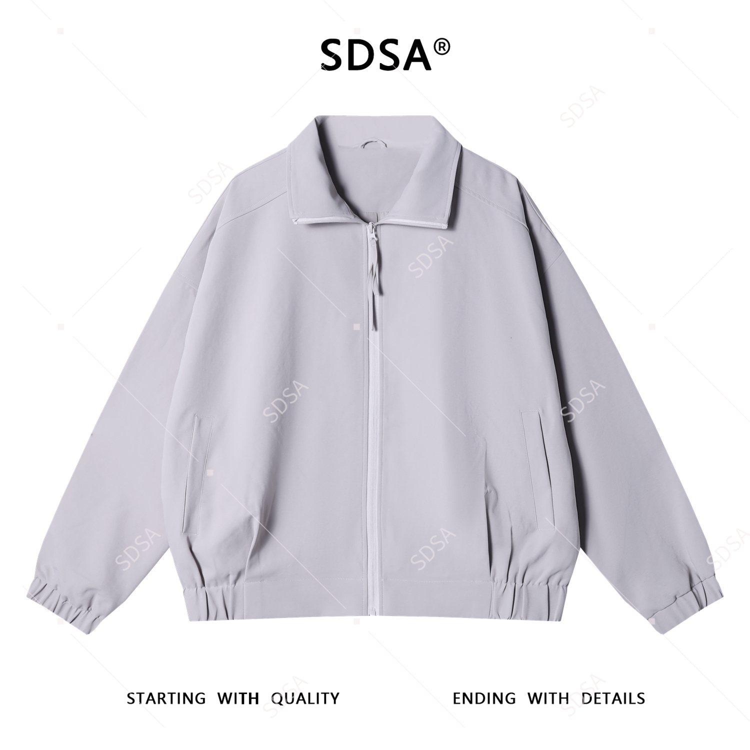 SDSA秋冬新款痞帅男装时尚简约褶皱拉链翻领运动夹克外套百搭时尚