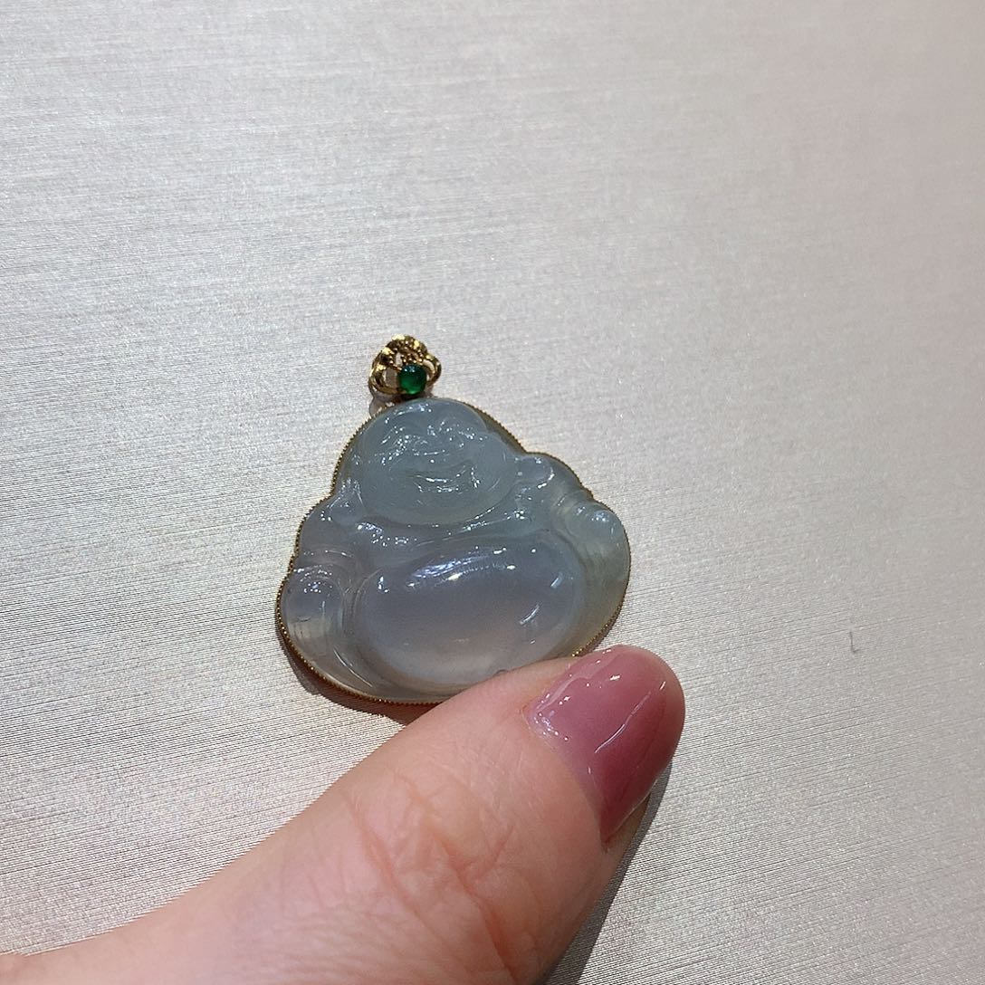 翡翠18K金镶嵌吊坠(赠链)