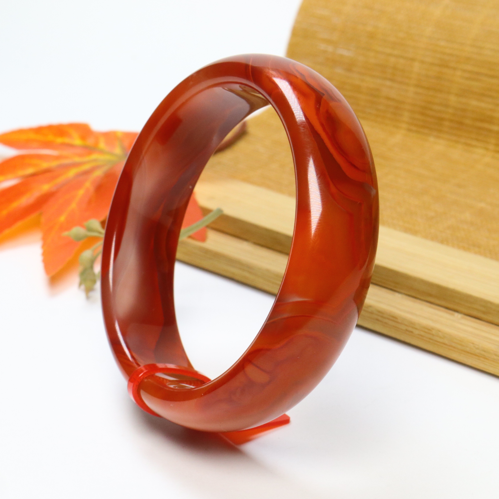 天然南红手镯瓦西柿子红牛血了加厚正圈轮胎镯红艳55.5圈16.8*7.3