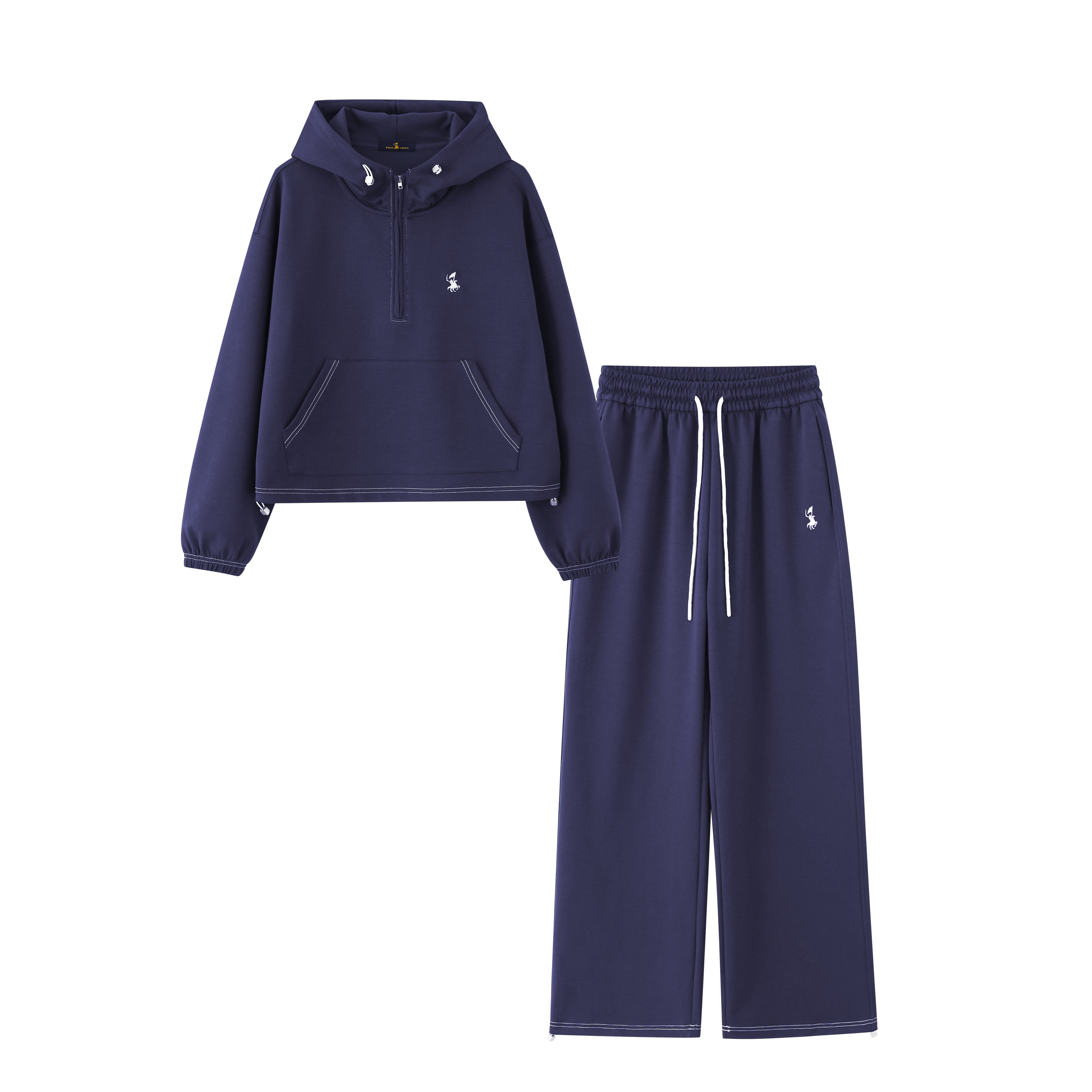 POLO Gwon/秋季新品休闲潮美显瘦连帽拉链衫阔腿裤女士套装ZS6072