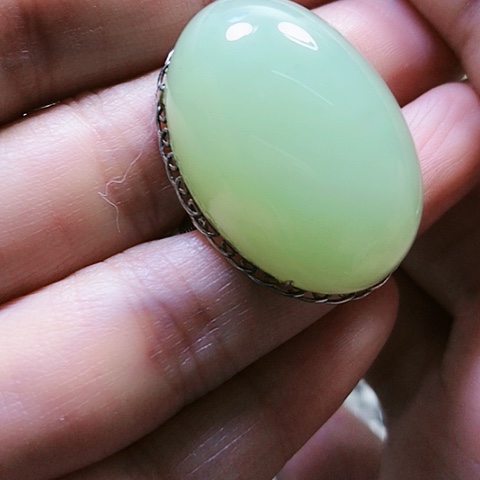 和田玉戒指银S925镶嵌