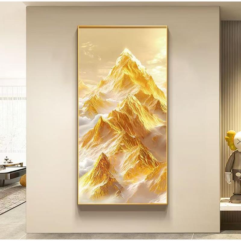 x229日照金山入户玄关装饰画竖版轻奢大气适合客厅走廊过道