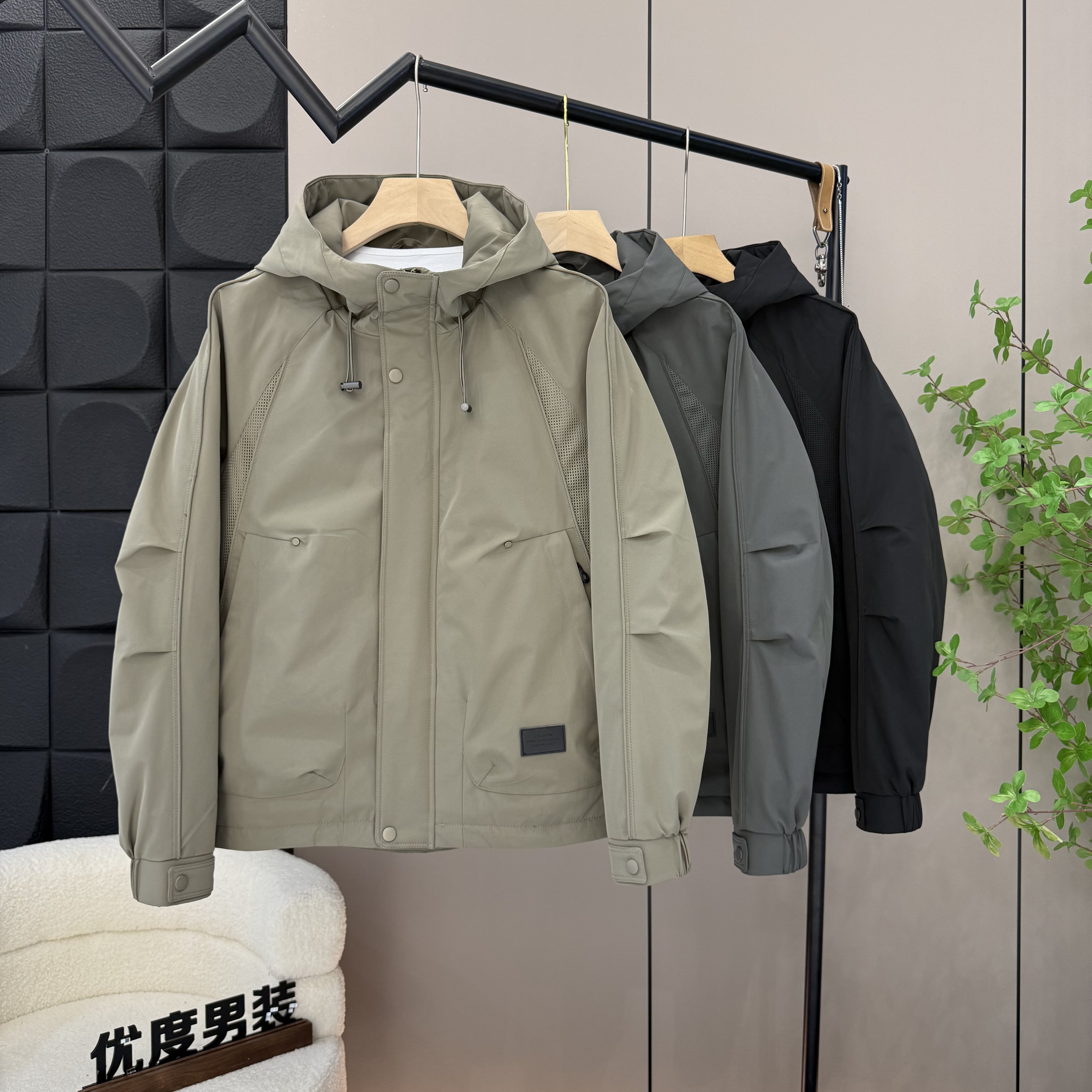 新款纯色厚款防风连帽拉链男耐磨棉服美式休闲男款加厚时尚8902