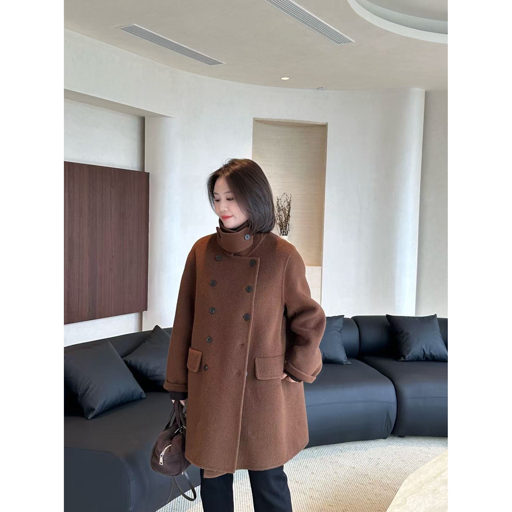 【汐汐女装店】小个子定制秋冬中长款气质型双面呢大衣 XX2511016