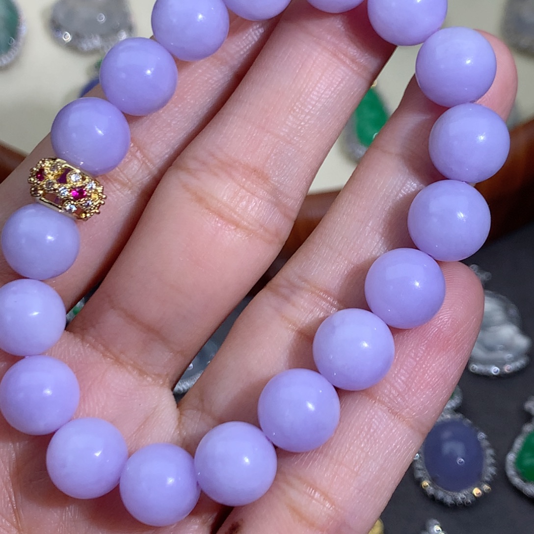 翡翠未镶嵌手串紫珠手串