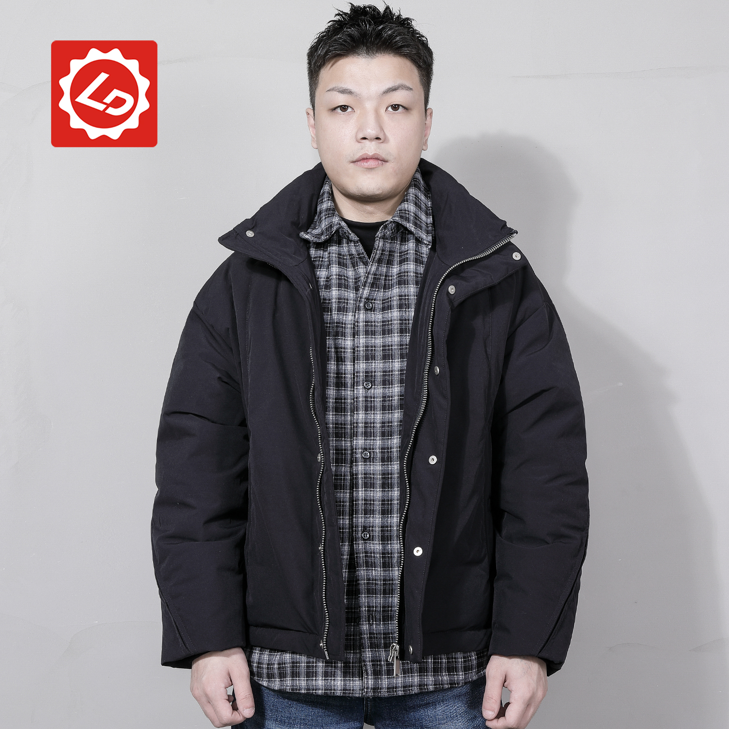 YRD4182唠叨冬季假两件保暖羽绒服加厚外套男士休闲落肩时尚款