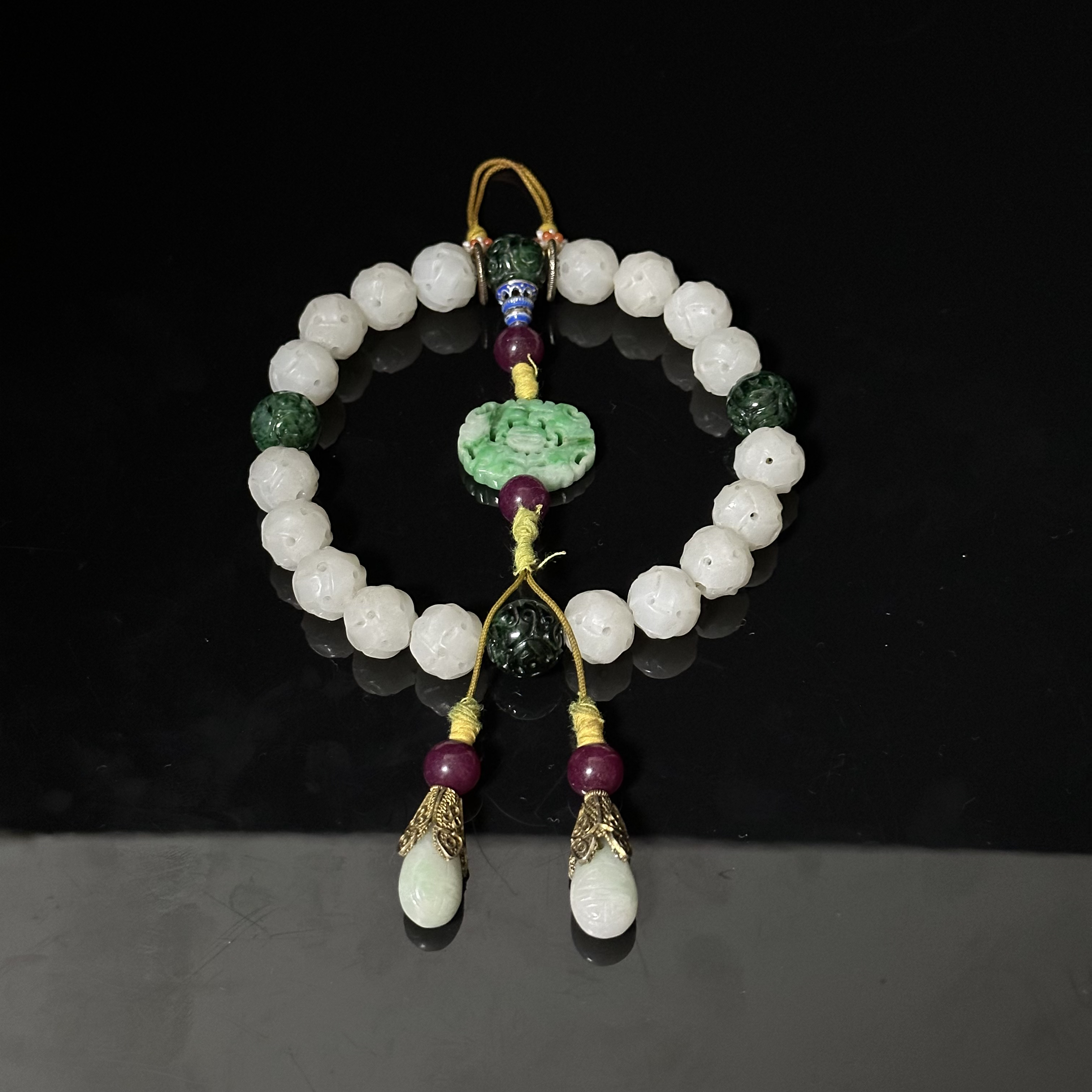 20022/壹号典藏录/和田玉手持十八子/宫廷古董首饰