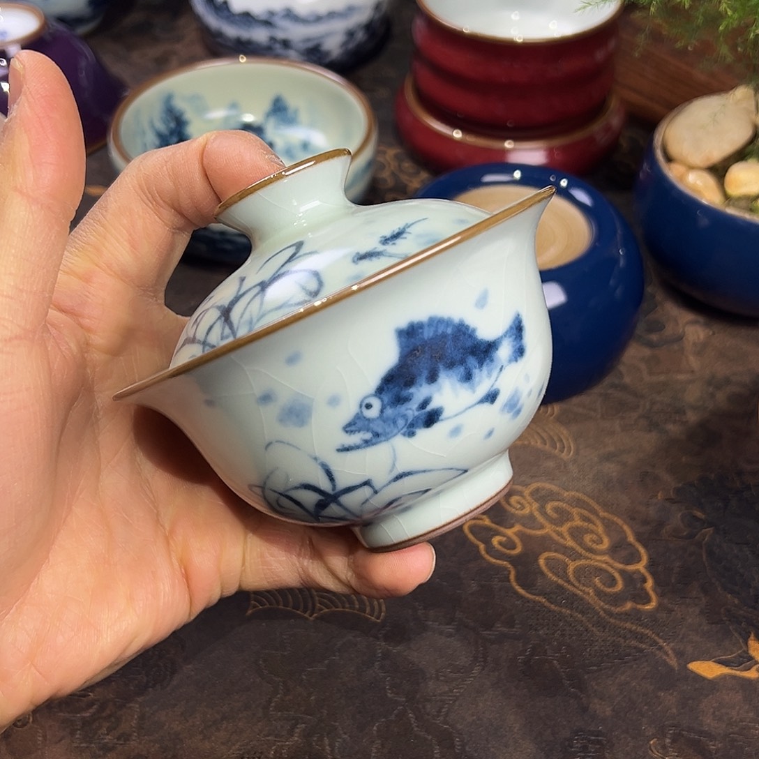 天青鲑鱼元宝开片微瑕福利