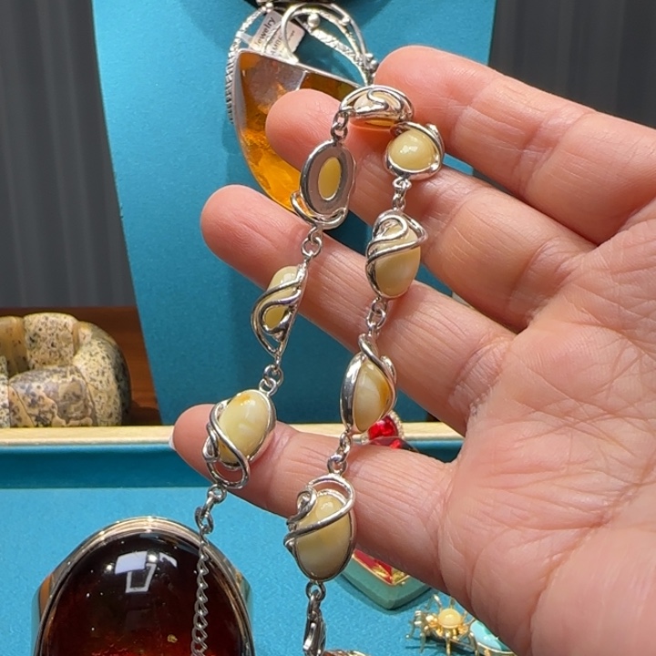 琥珀未镶嵌手链波兰设计款琥珀蜜蜡