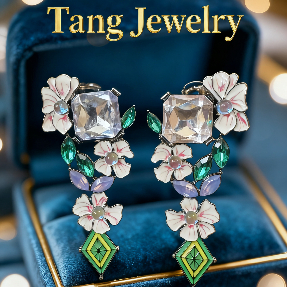 紫色繁花 重工耳饰