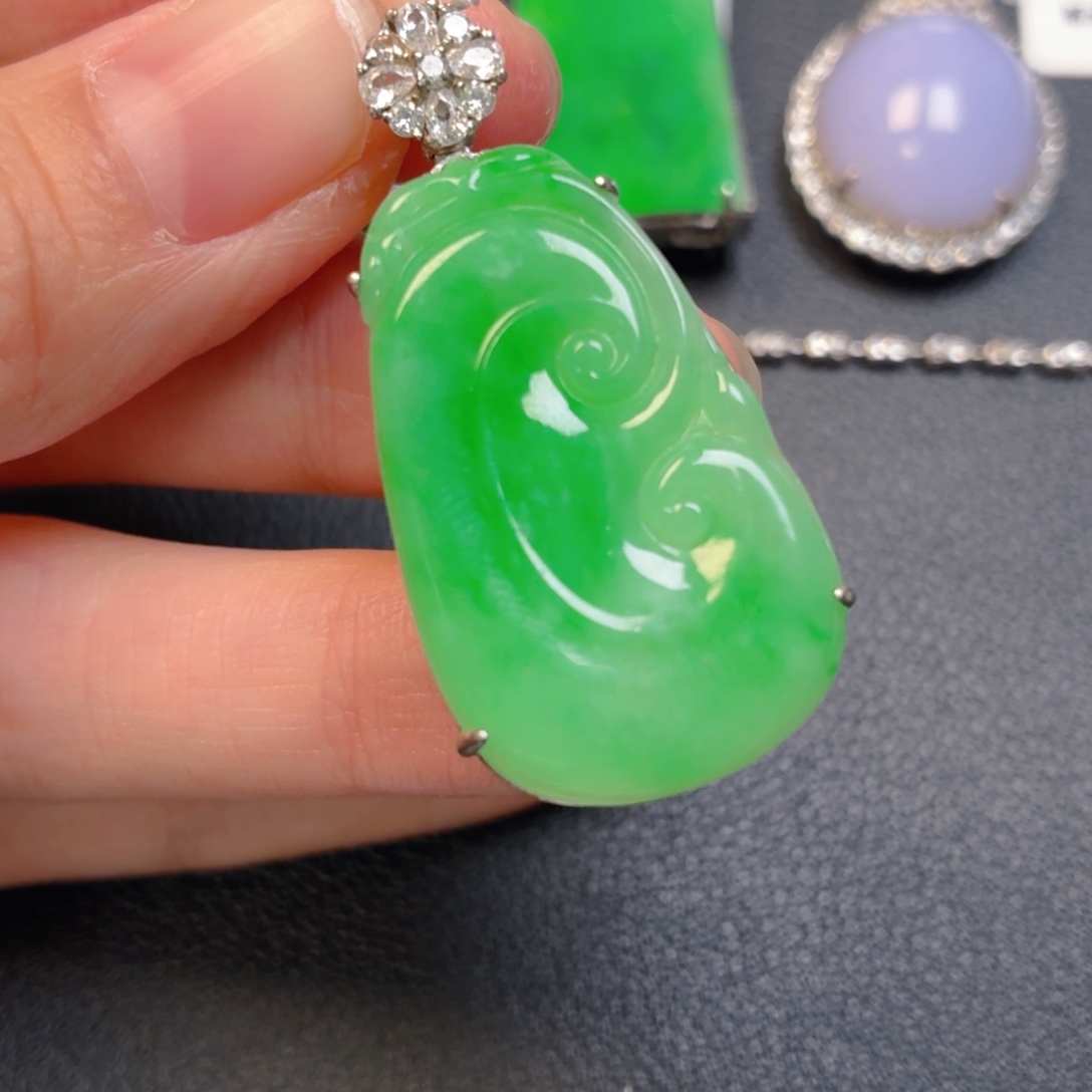 翡翠银S925镶嵌吊坠(不含链)