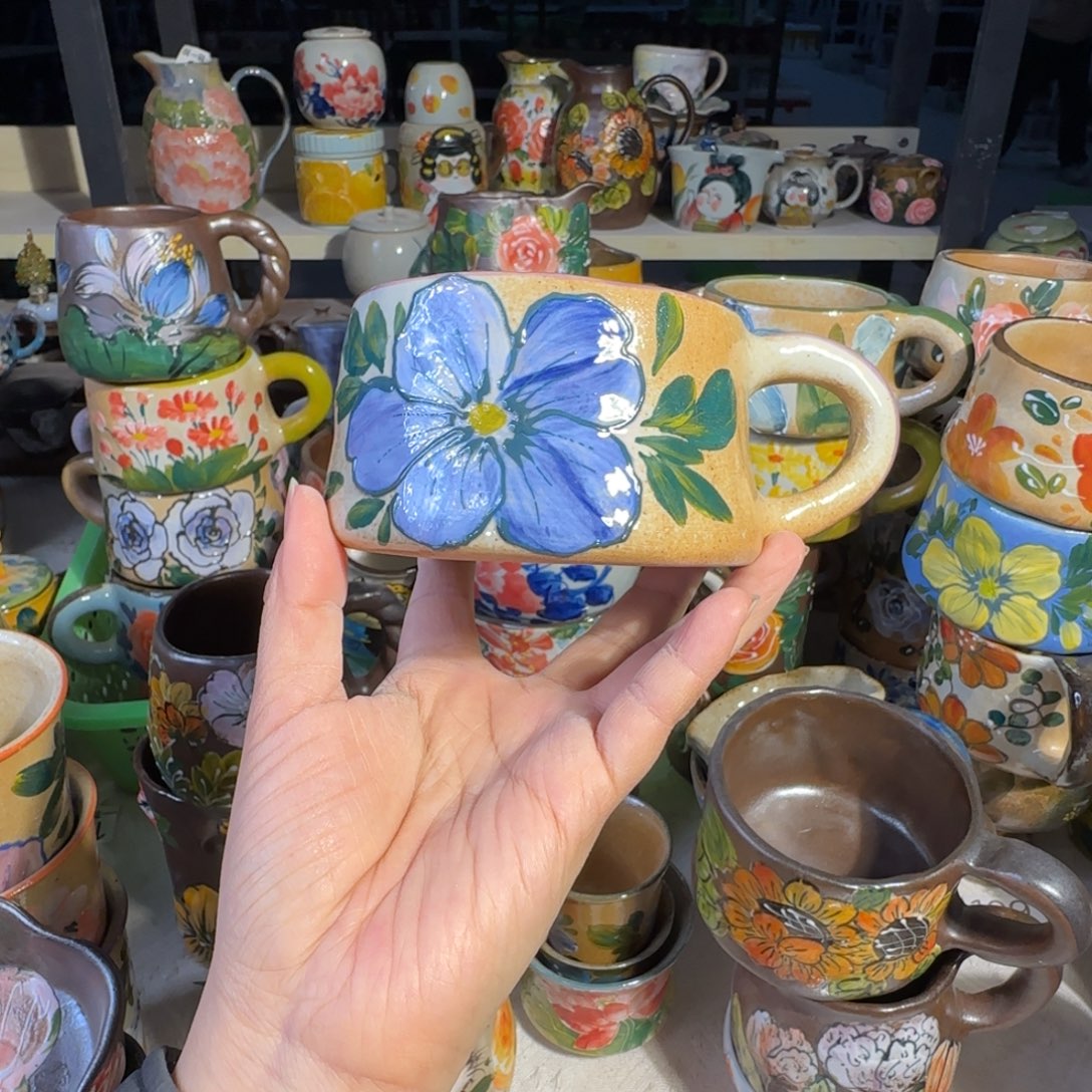 景德镇手工陶瓷釉下彩紫砂微瑕71