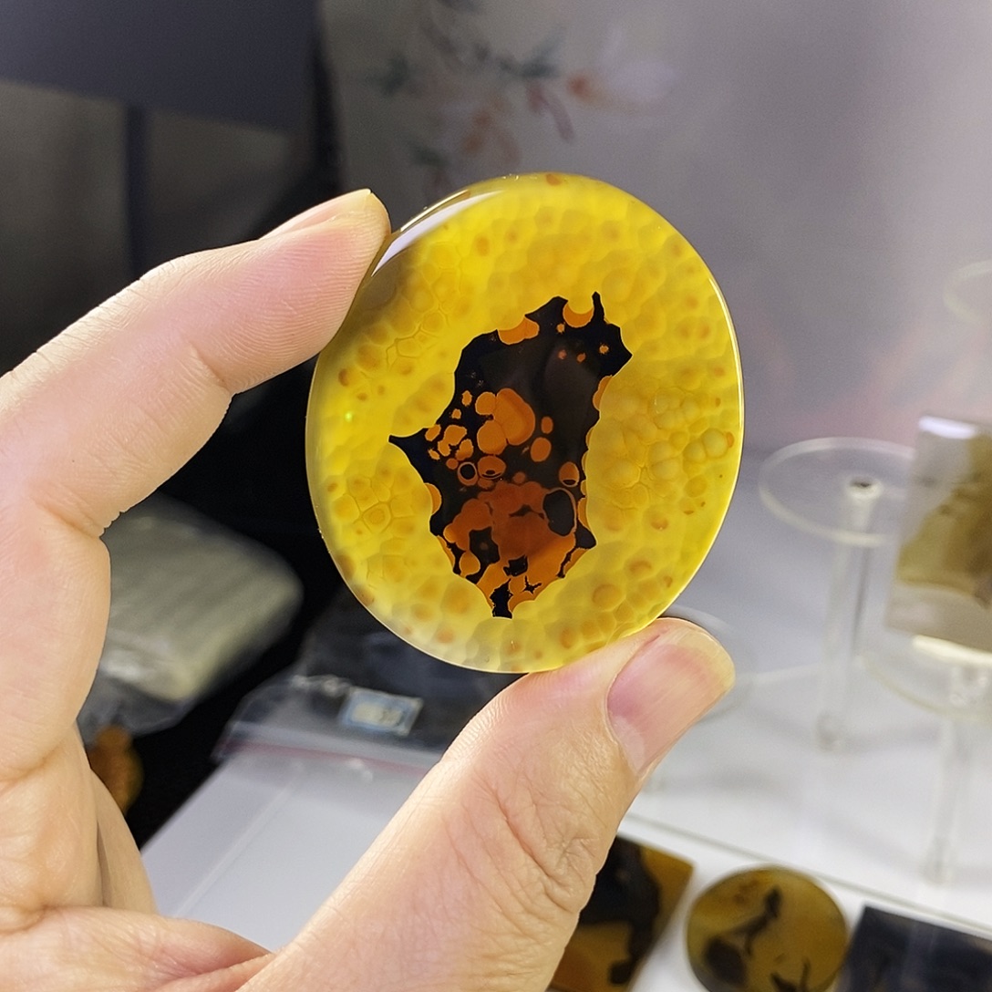 合成碳硅石非金属时尚图纹画面石饰品