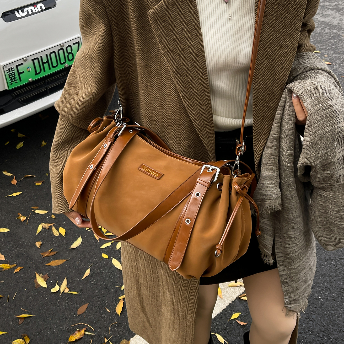 时尚耐磨手机位磨砂单肩包简约女款随身包ins韩版小众轻奢百搭