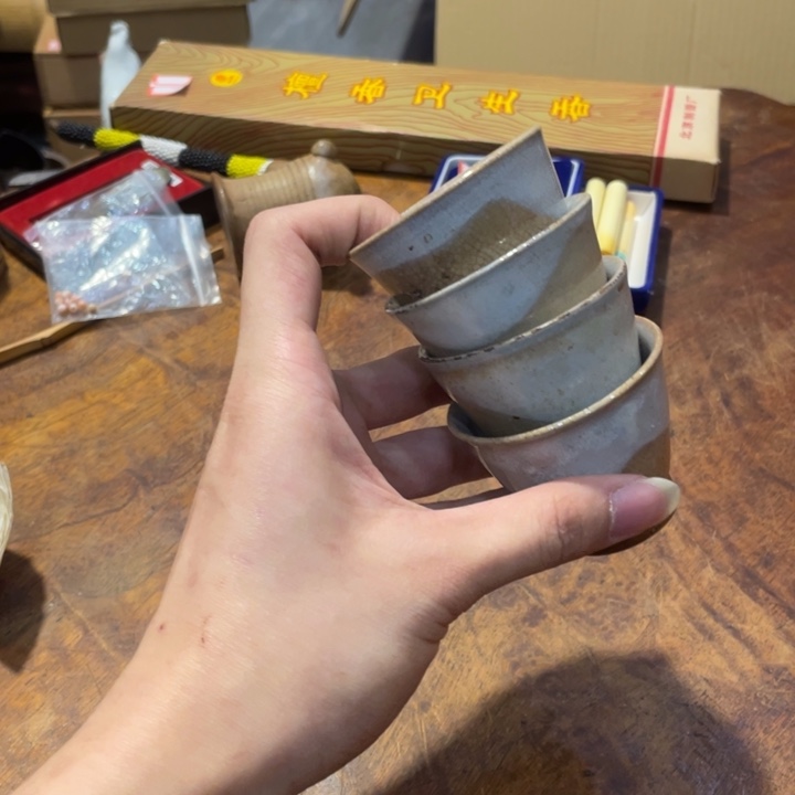 陶土小六古美术工艺品摆件