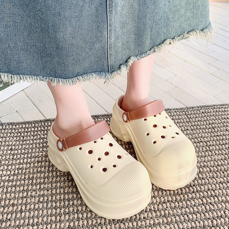 洞洞鞋女夏季新款厚底防滑包头半拖鞋软底泡泡鞋网红超火沙滩凉拖