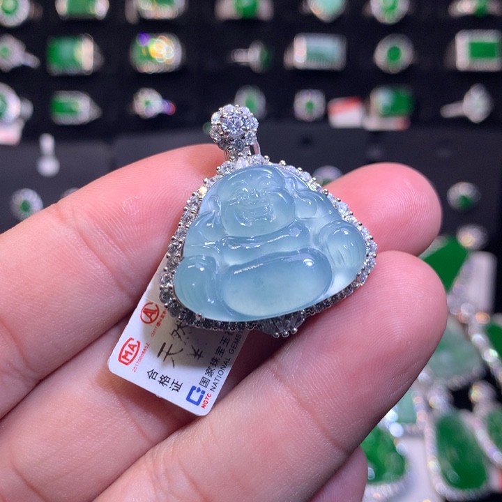 【闪购商品】翡翠吊坠(不含链)银S925镶嵌佛公