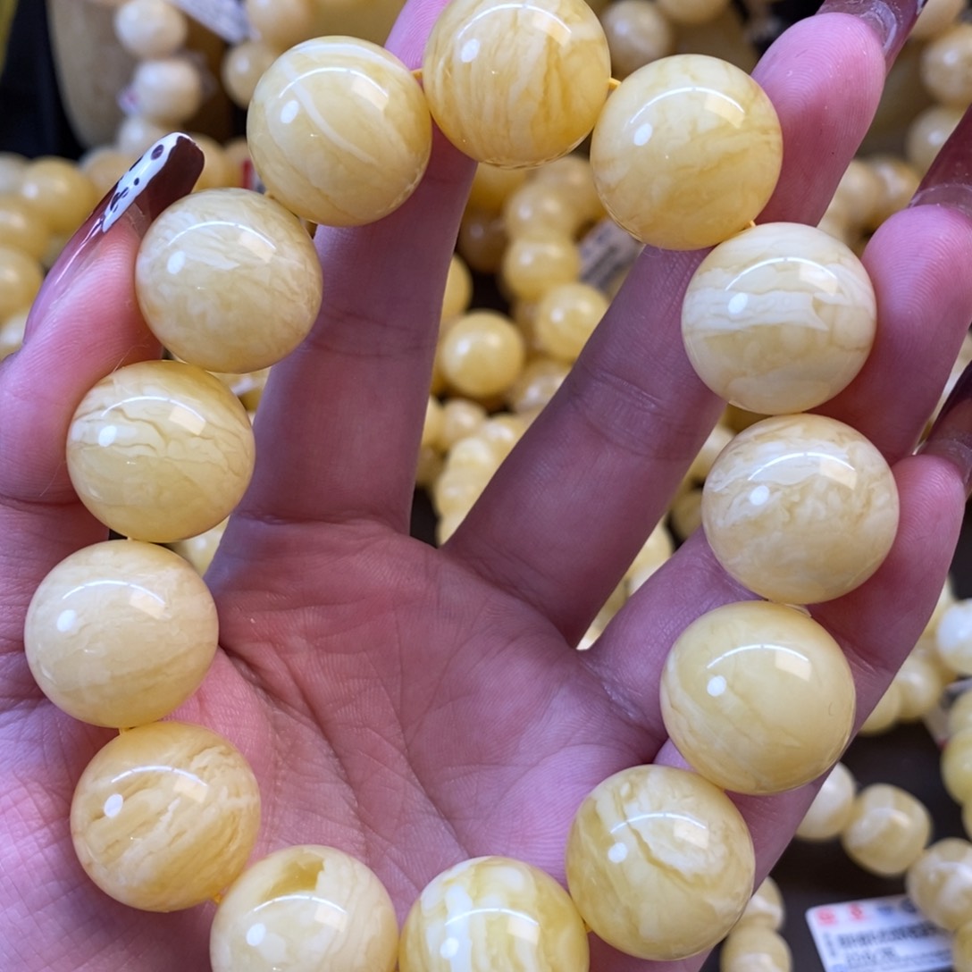 蜜蜡裸石未镶嵌虎皮手串18