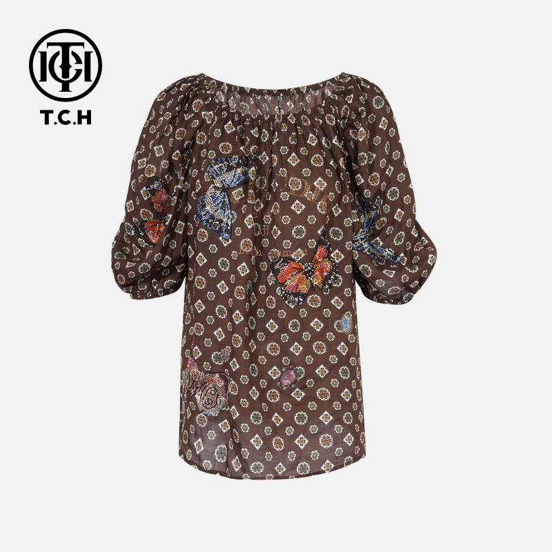 TCH私服秋款烫钻时尚休闲百搭气质舒适衬衫女T75C13E5015轻奢tch