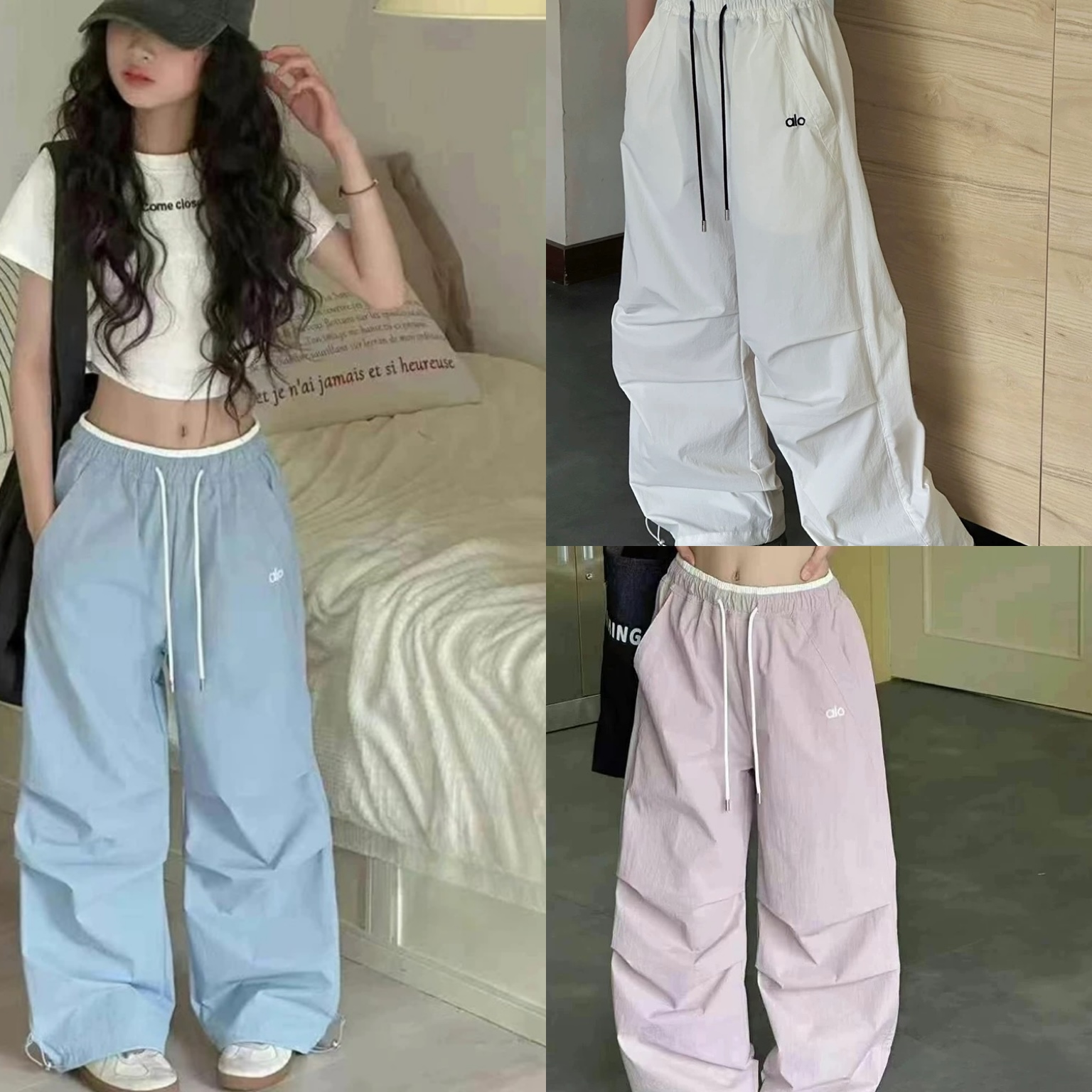 【清货】2025夏韩版东大门拼色宽松薄款休闲裤 D539 539 M