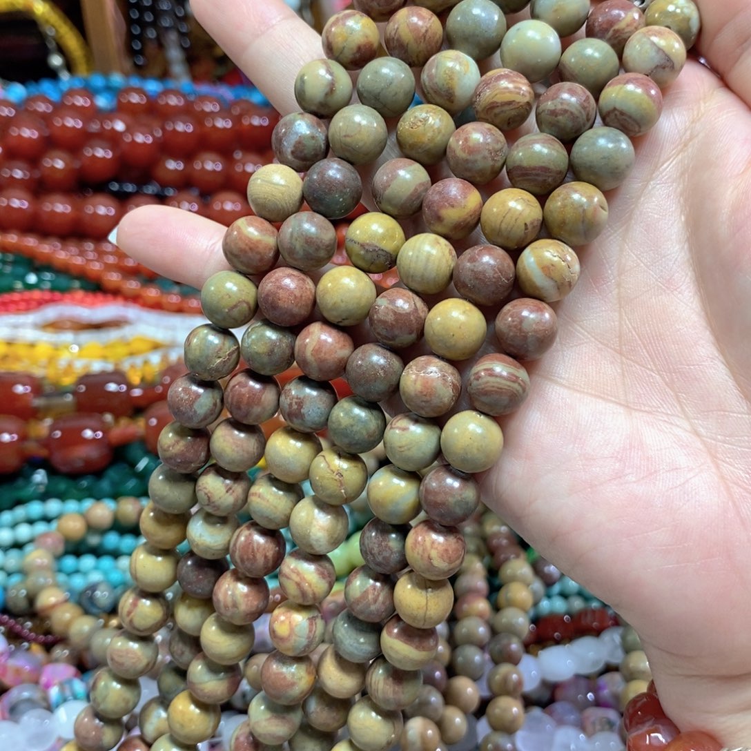 玛瑙/玉髓未镶嵌珠宝半成品老矿阿拉善卡10mm到手两条