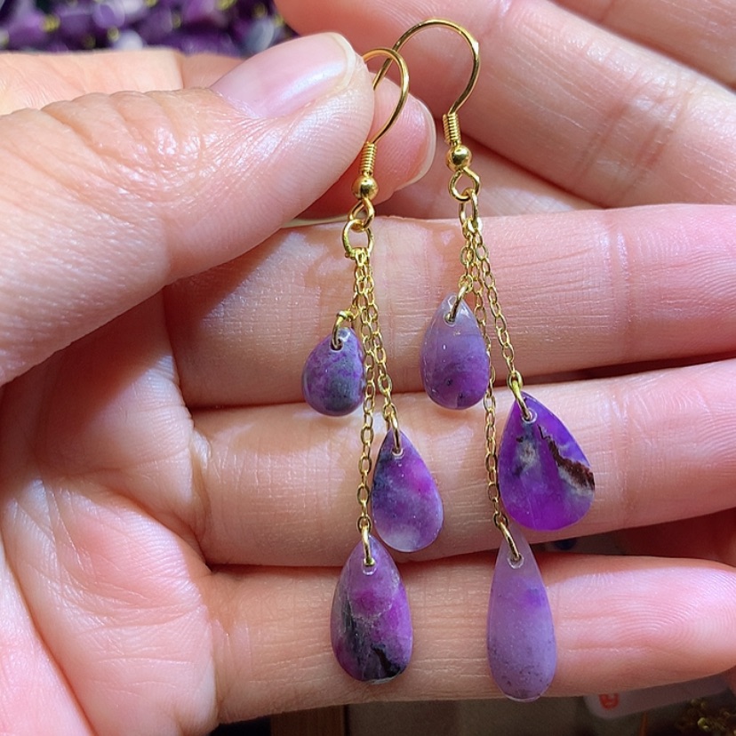 【闪购商品】苏纪石（舒俱来）耳钩银S925镀金镶嵌